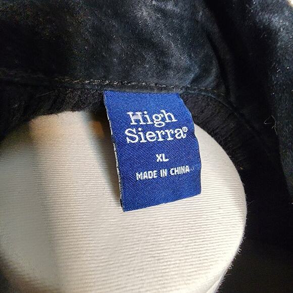 Y2k High Sierra Black Suede Leather Knitted Zip Up Collared Goth Jacket Sz XL - Picture 8 of 8